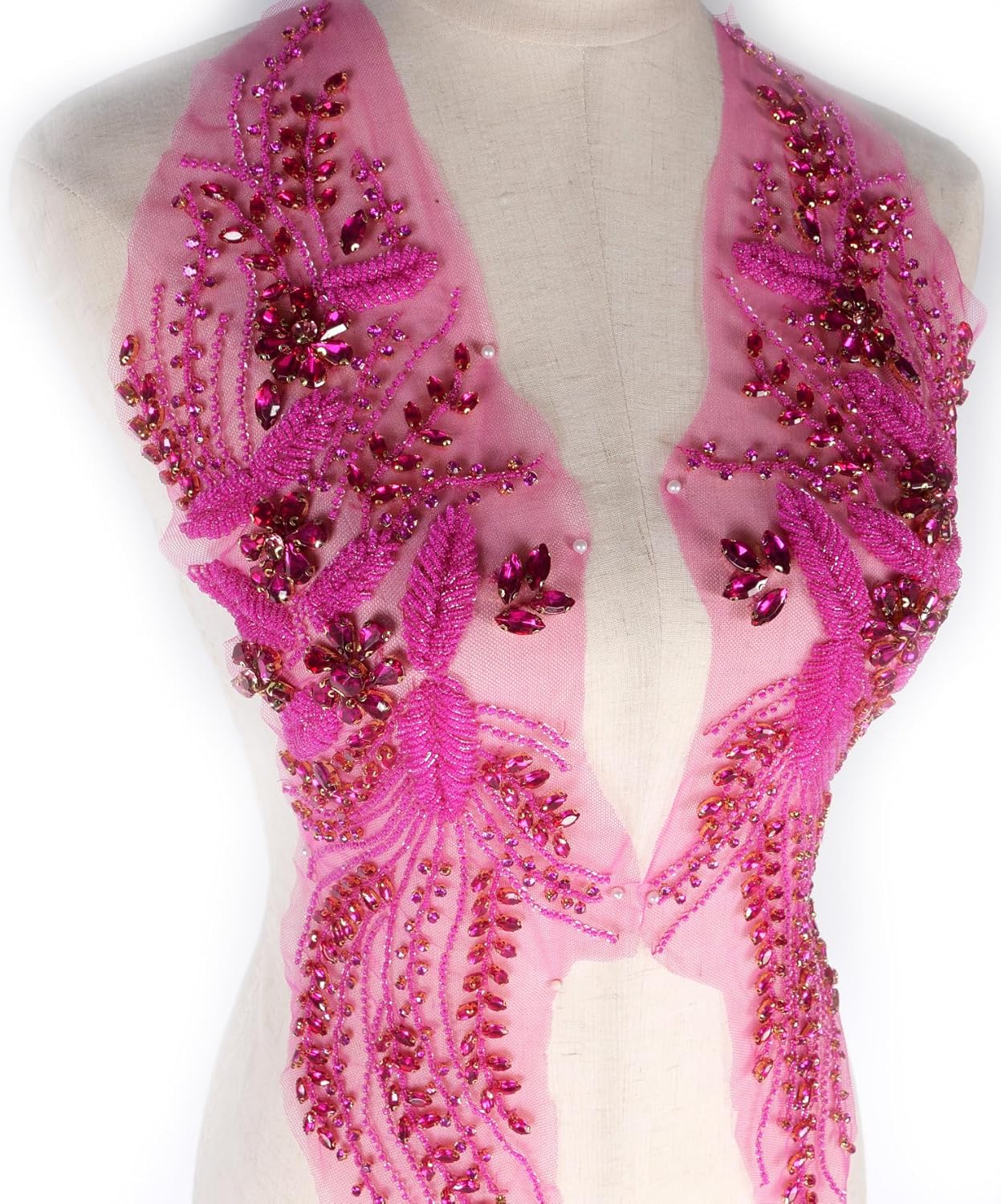 Hot Pink Rhinestone Applique Embellishments for Sewing