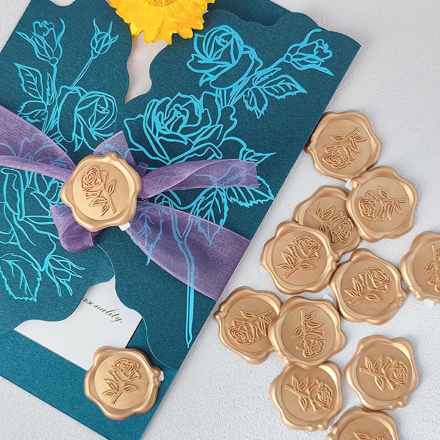 Wax Seal Stickers 3D Rose Wedding Invitation Decor