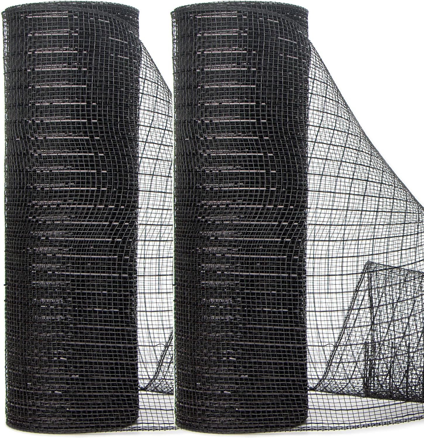 Ribbli 2 Rolls Black Mesh Ribbon 10 Inch x 30 Feet