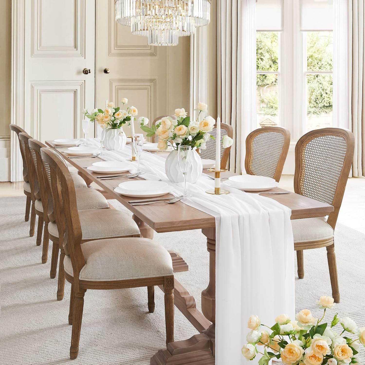 24 Feet White Chiffon Table Runner Fabric