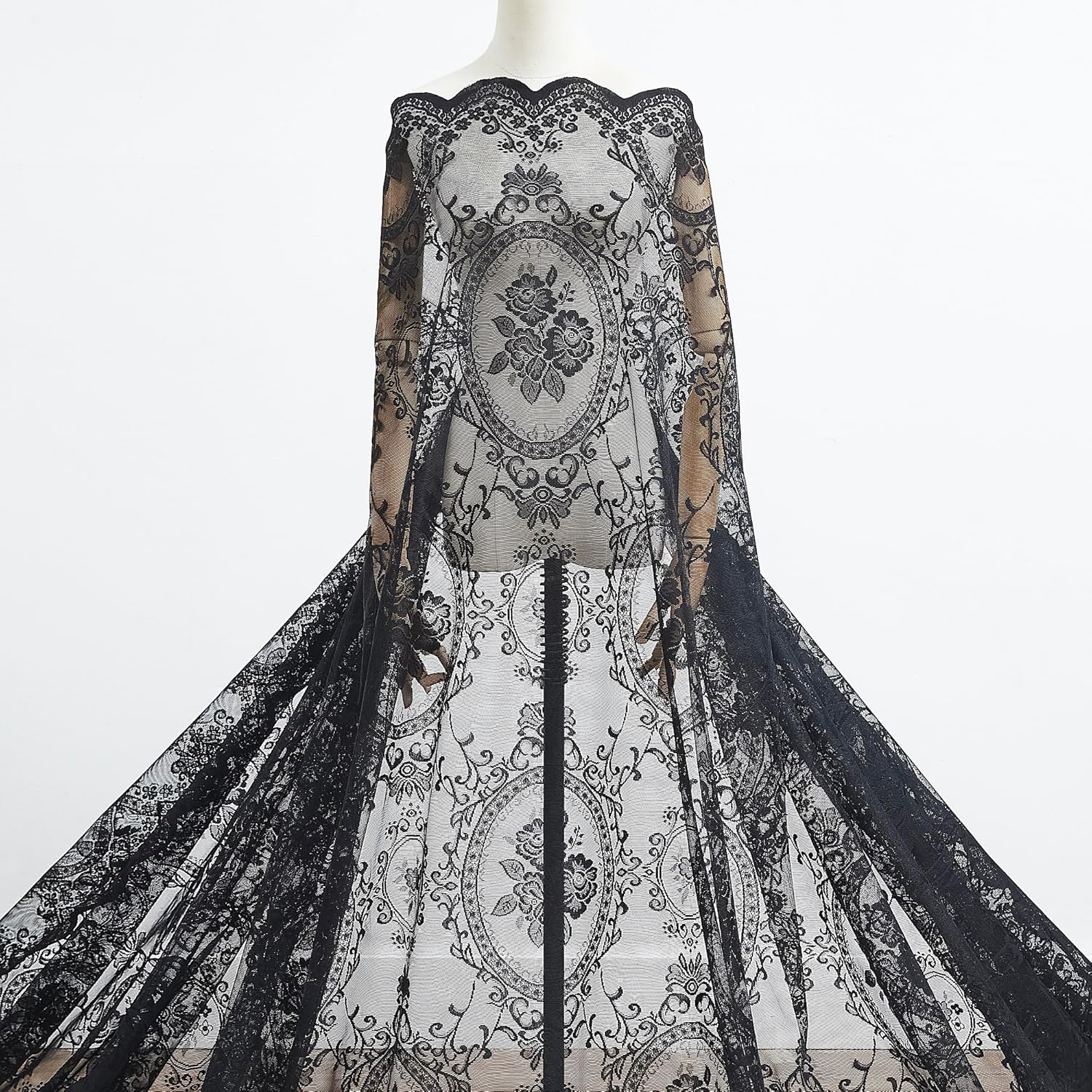 Warm Home Designs 54 Inch Wide Black Lace Fabric 6 Yards Long