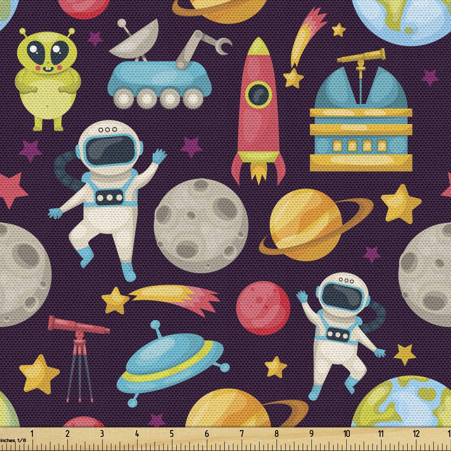 Ambesonne Outer Space Fabric by The Yard Galaxy Pattern 1