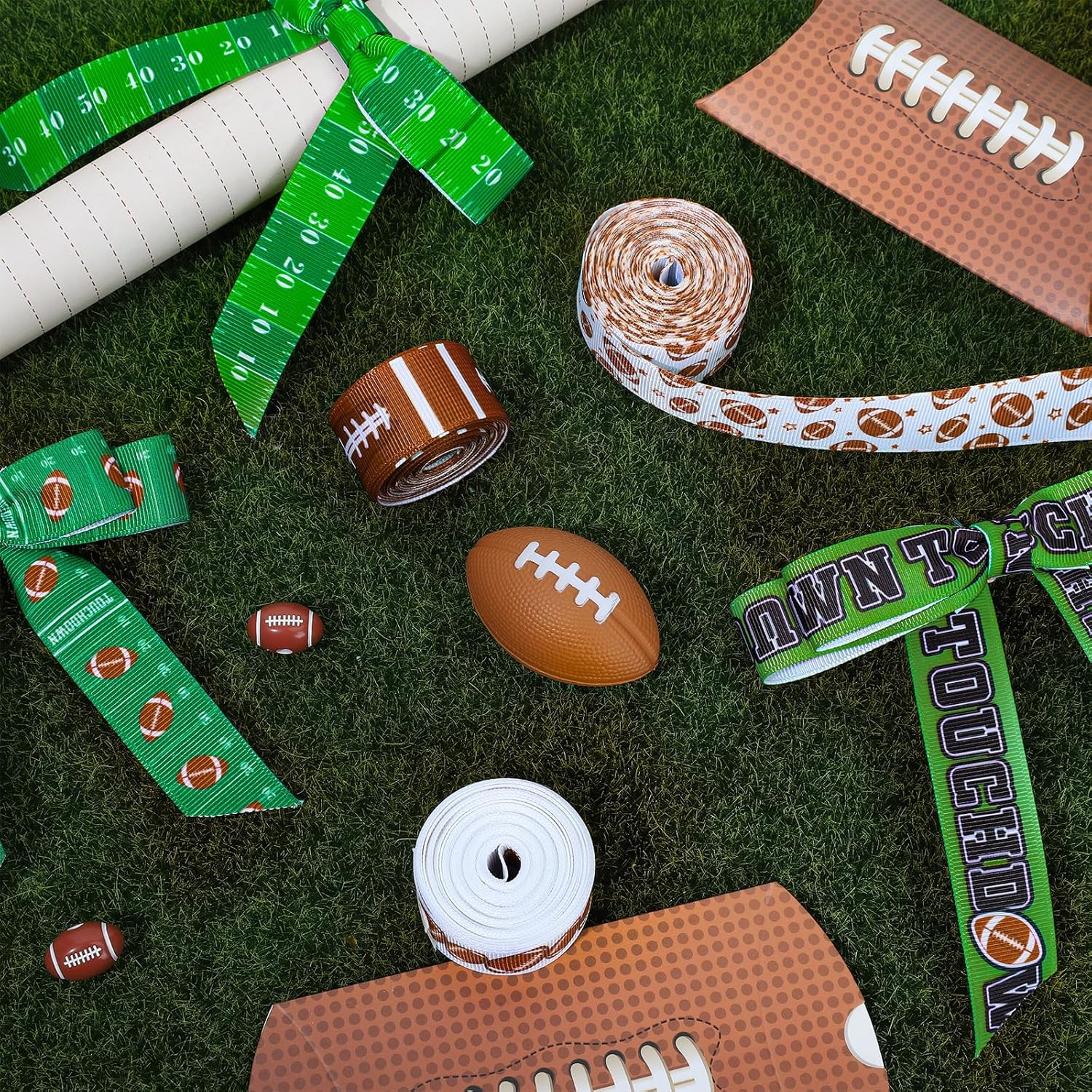 Whaline Football Grosgrain Ribbon 6 Rolls 7 8 Inch 30 Yards