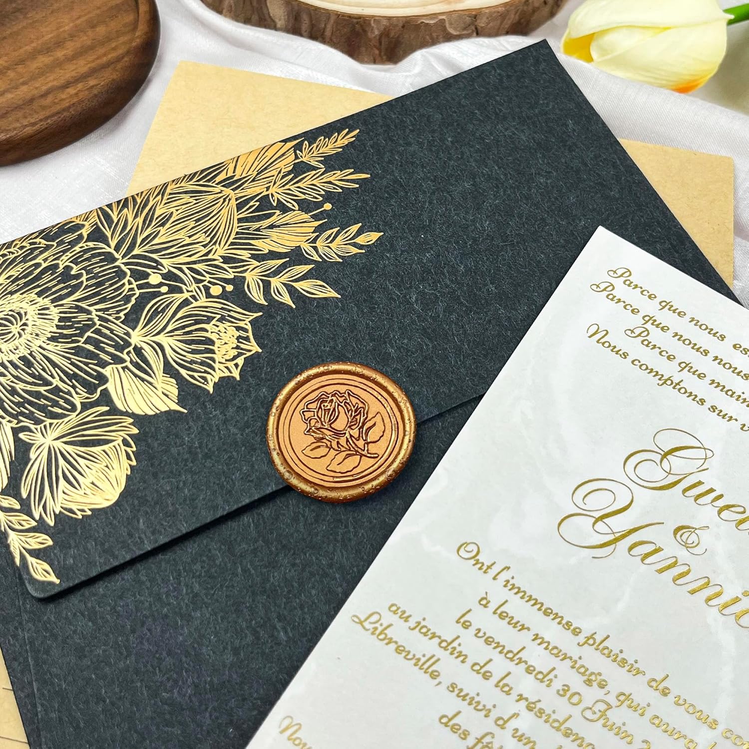 100Pcs Rose Style Adhesive Wax Seal Stickers for Envelopes and Invitations
