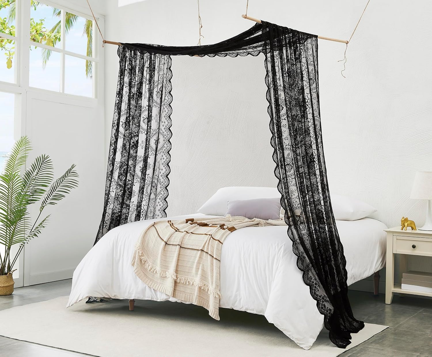 Warm Home Designs 54 Inch Wide Black Lace Fabric 6 Yards Long