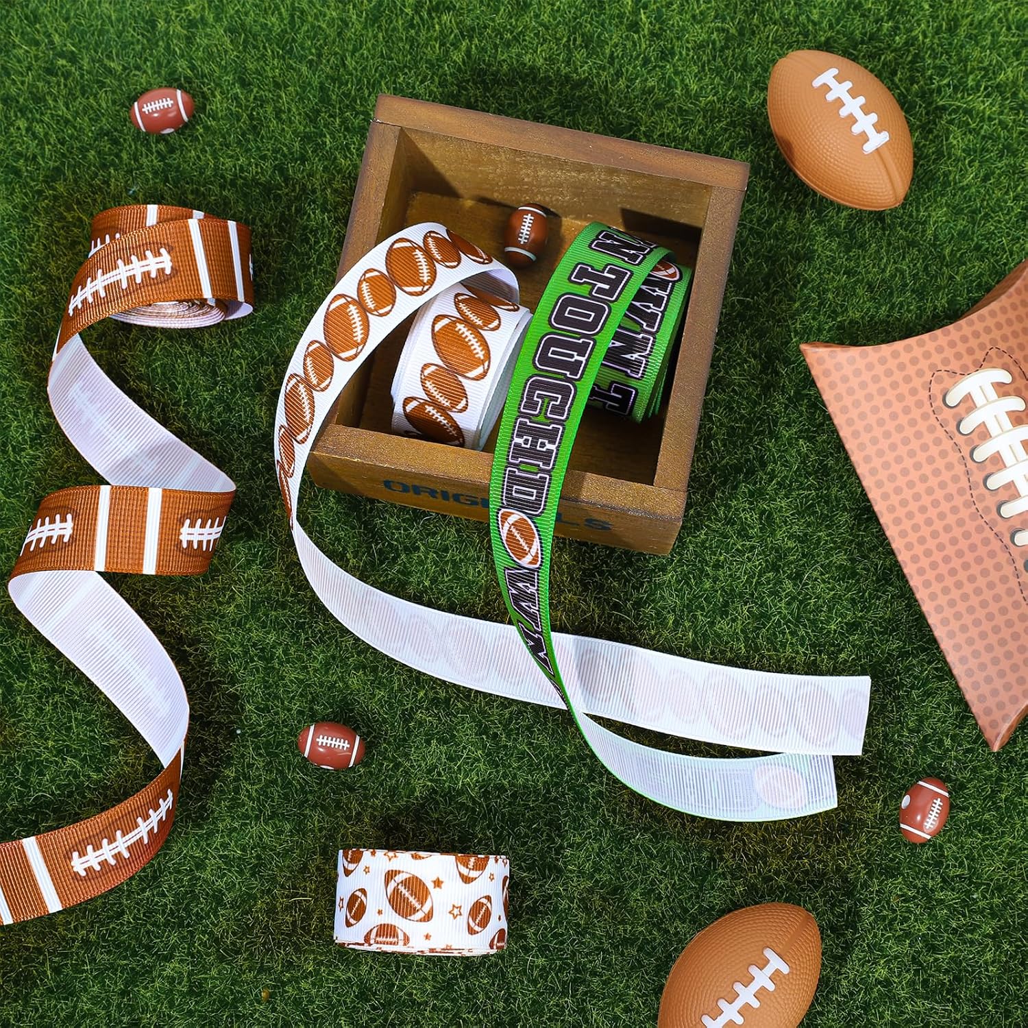 Whaline Football Grosgrain Ribbon 6 Rolls 7 8 Inch 30 Yards