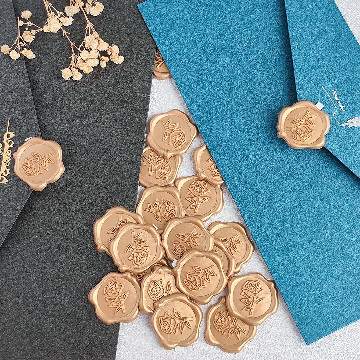 Wax Seal Stickers 3D Rose Wedding Invitation Decor