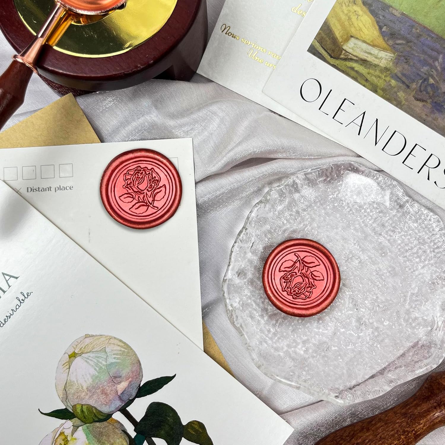 100Pcs Rose Style Self Adhesive Wax Seal Stickers for Envelopes