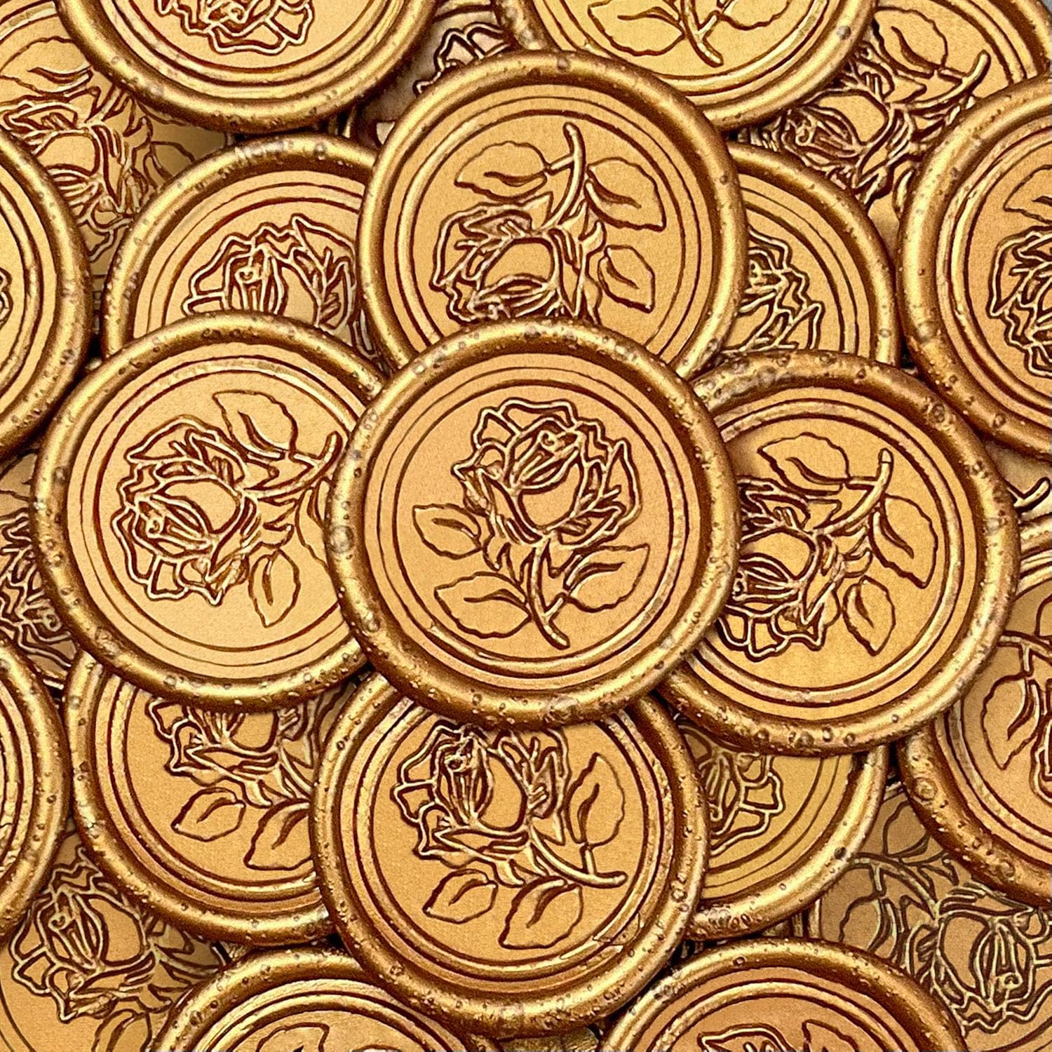 100Pcs Rose Style Adhesive Wax Seal Stickers for Envelopes and Invitations