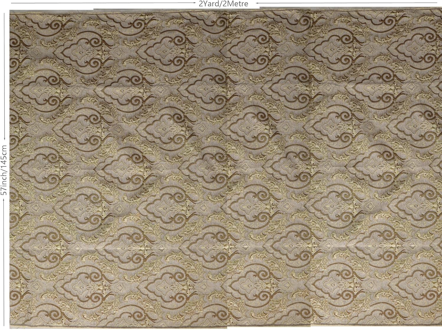 TinaKim Heavyweight Chenille Damask Upholstery Fabric - 2 Beige Yard