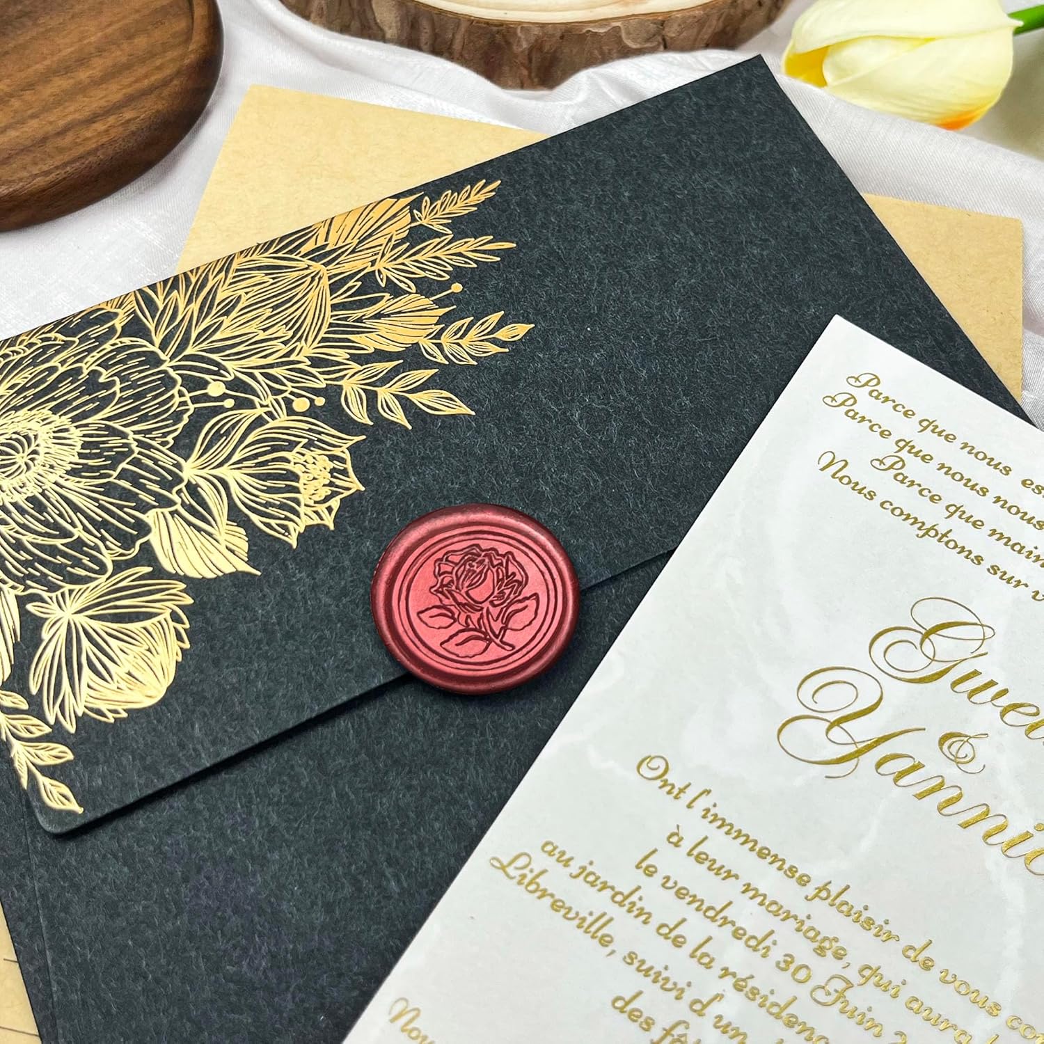 100Pcs Rose Style Self Adhesive Wax Seal Stickers for Envelopes