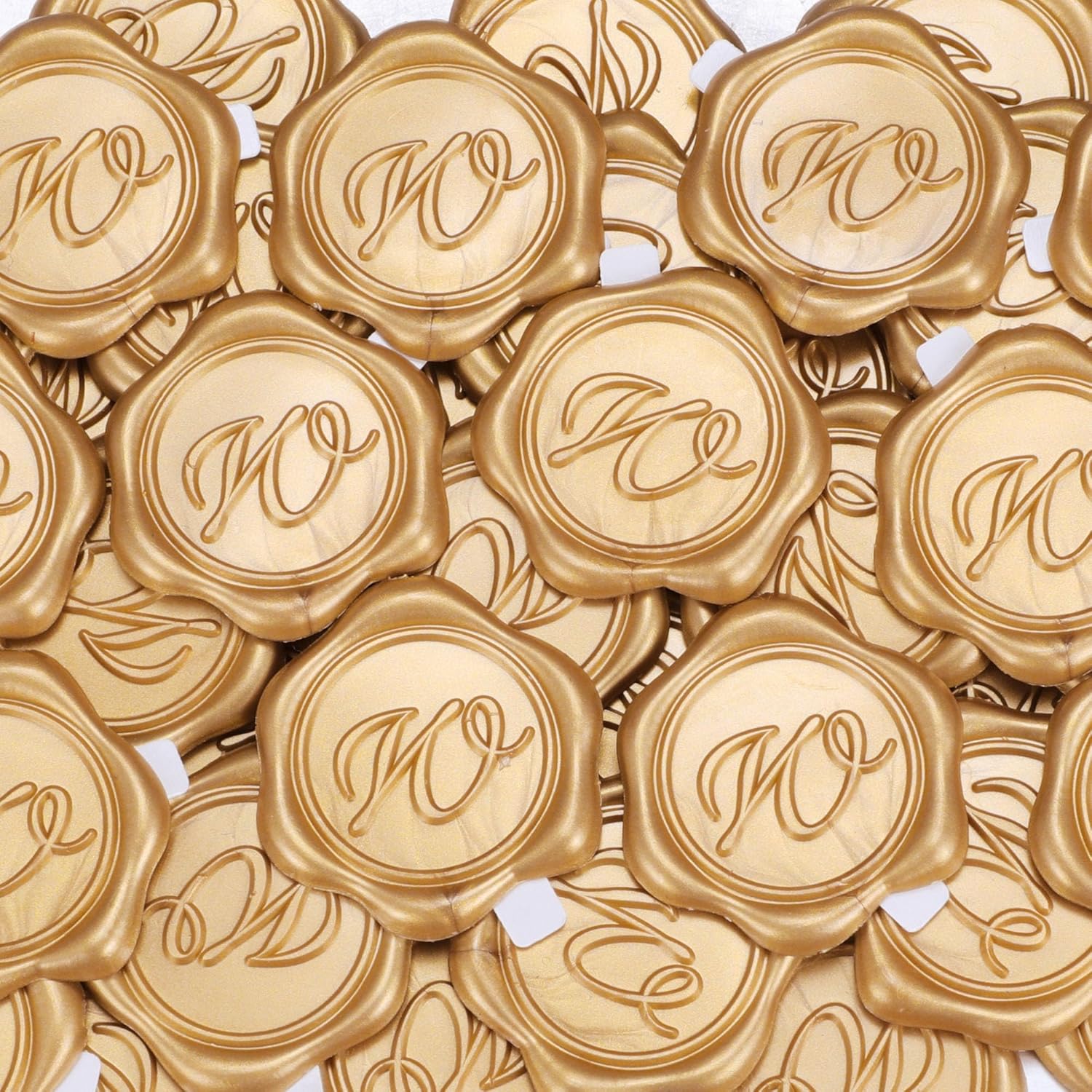 Yoption Wax Seal Stickers 50 Pcs Light Gold Initial Alphabet Envelope Seals