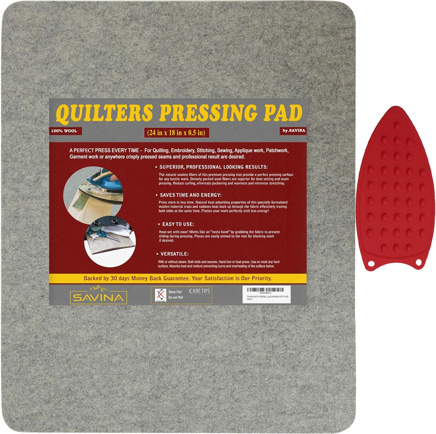 Wool Pressing Pad 24x18 Inches for Quilting and Ironing