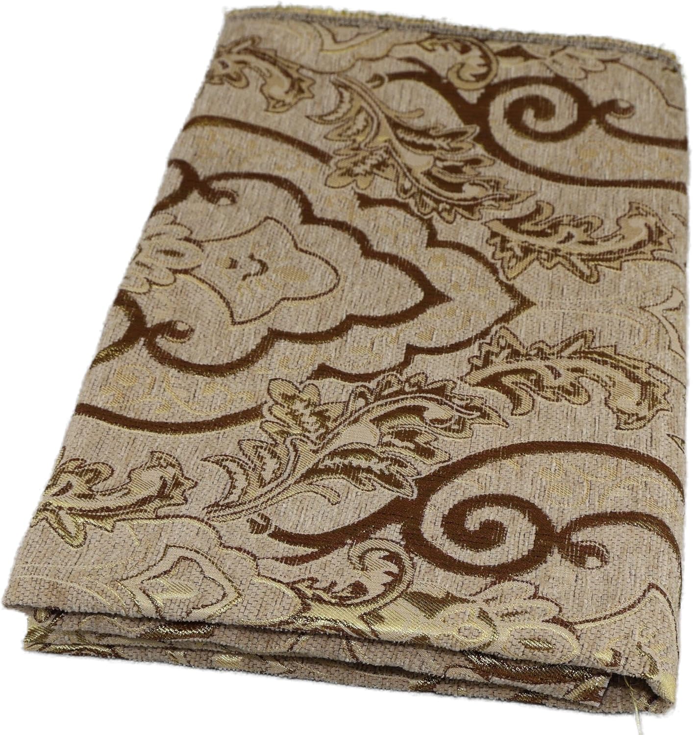TinaKim Heavyweight Chenille Damask Upholstery Fabric - 2 Beige Yard