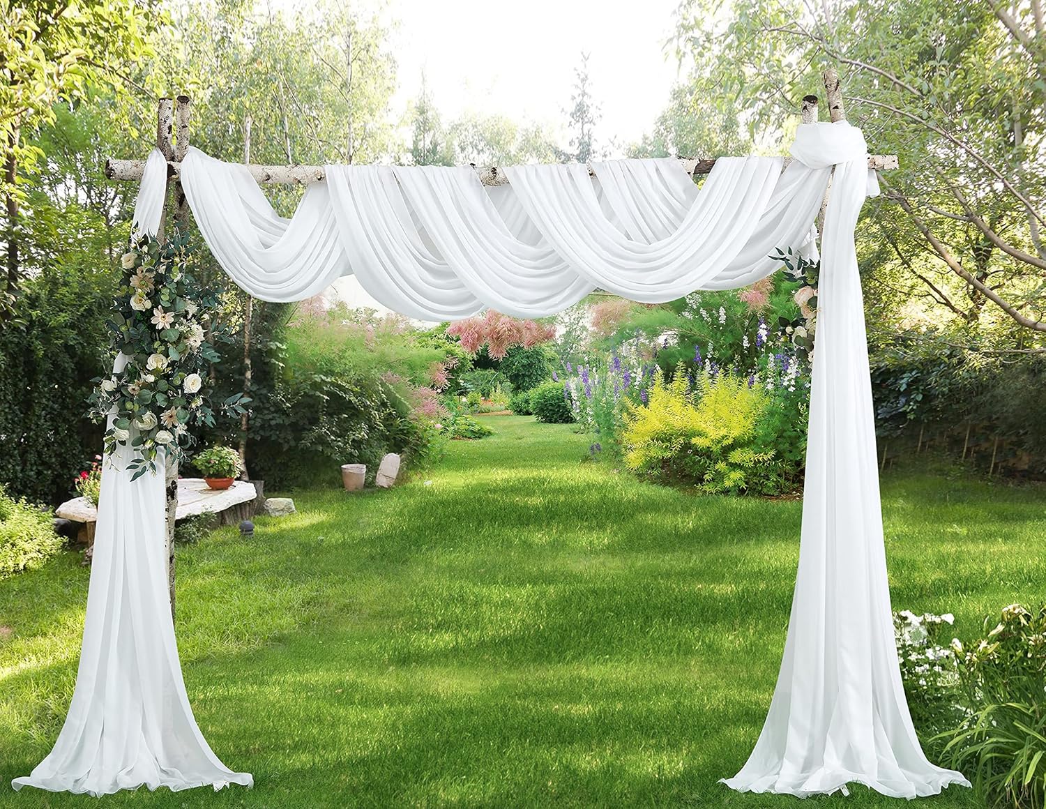 24 Feet White Chiffon Table Runner Fabric