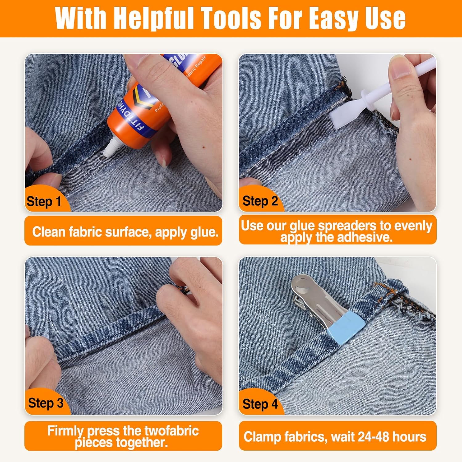 Permanent Fabric Glue 60 ML Clear Adhesive for Fabric Repairs