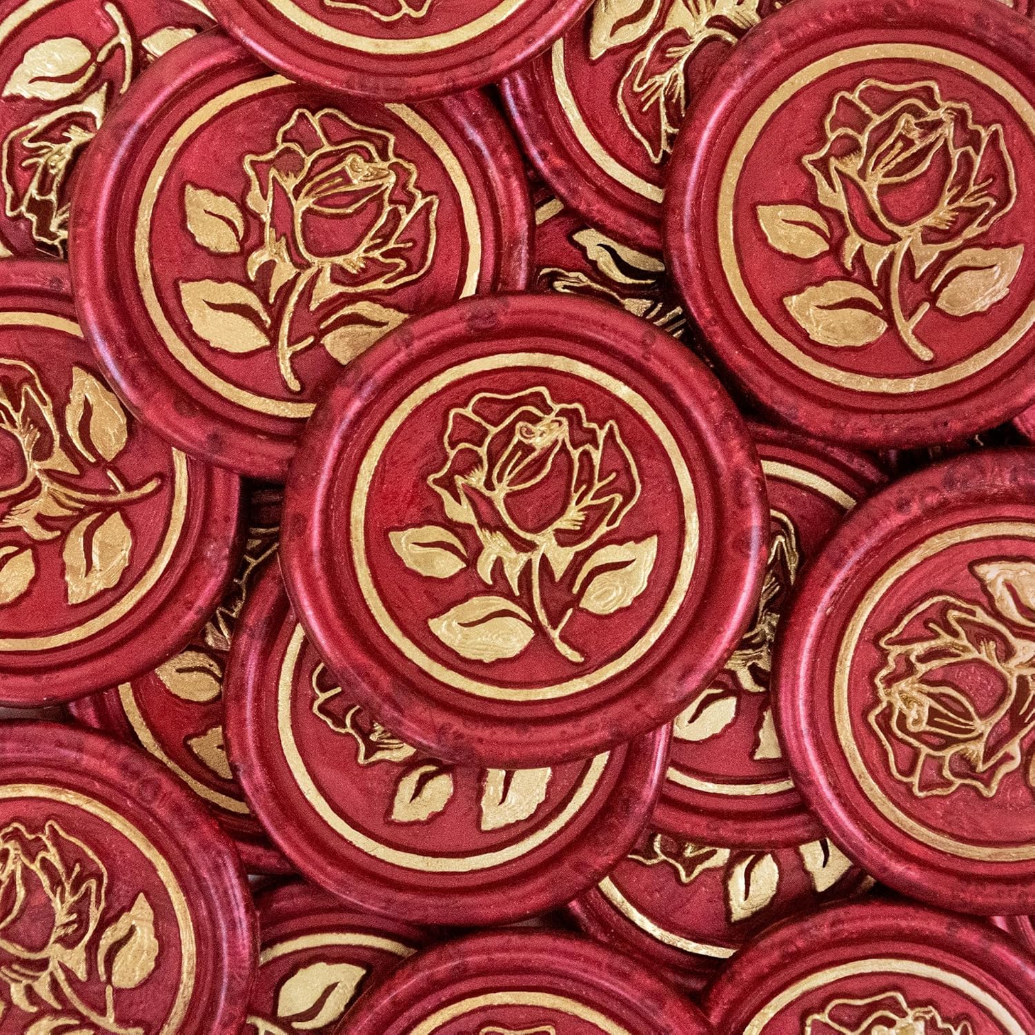 25Pcs Gold Rose Wax Seal Stickers for Envelopes